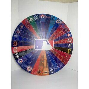 MLB All Teams Distressed Wood Wall Art Sign Round Baseball Logo Decor Mens cave